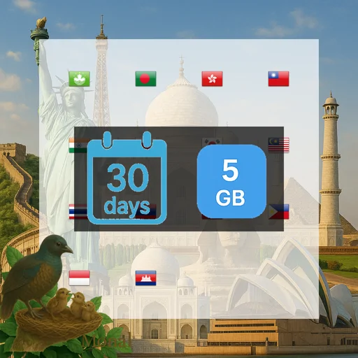 Asia (14 areas) 5GB 30Days