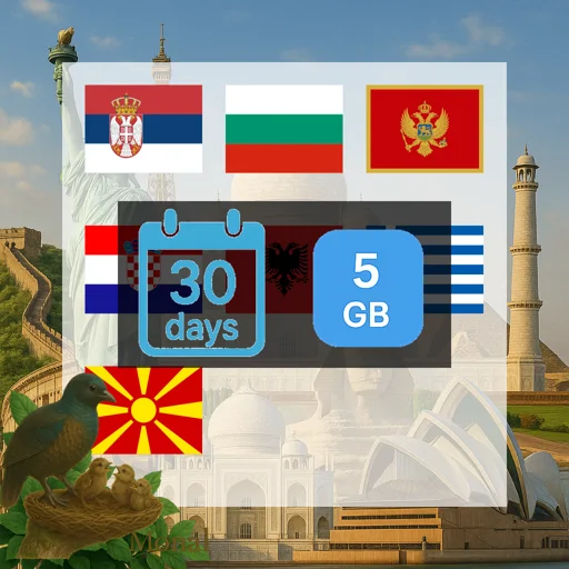 Balkans (5+ areas) 5GB 30Days
