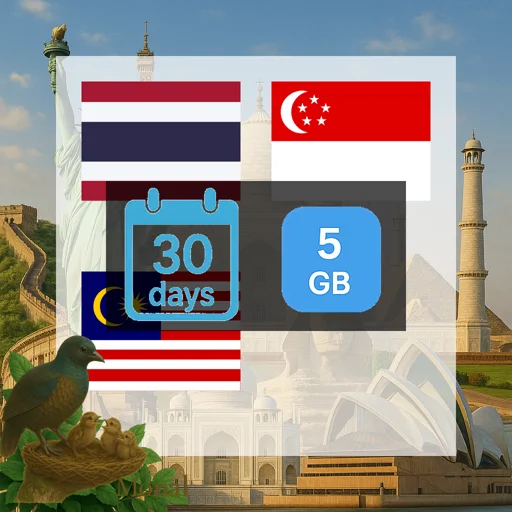 Singapore & Malaysia & Thailand 5GB 30Days