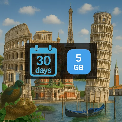 Europe (40+ areas) & Morocco 5GB 30Days