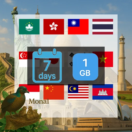 Asia (12 areas) 1GB 7Days