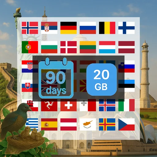 Europe 20GB 90Days