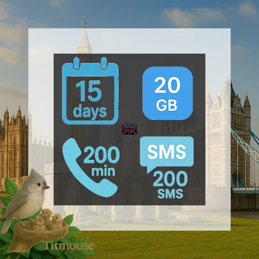 United Kingdom - 20 GB - 200 SMS - 200 Mins - 15 days