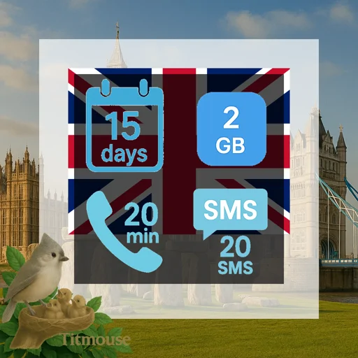 United Kingdom - 2 GB - 20 SMS - 20 Mins - 15 Days