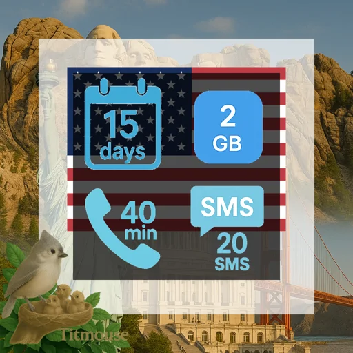 United States - 2 GB - 20 SMS - 40 Mins - 15 Days