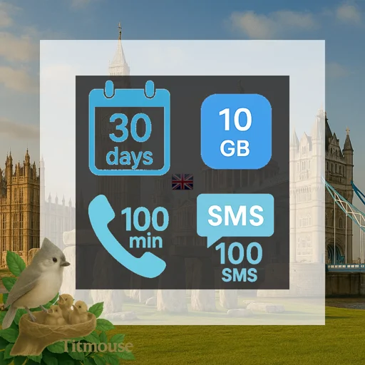 United Kingdom - 10 GB - 100 SMS - 100 Mins - 30 days