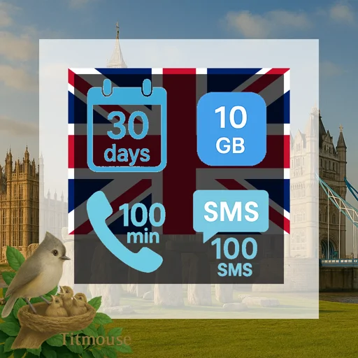United Kingdom - 10 GB - 100 SMS - 100 Mins - 30 Days