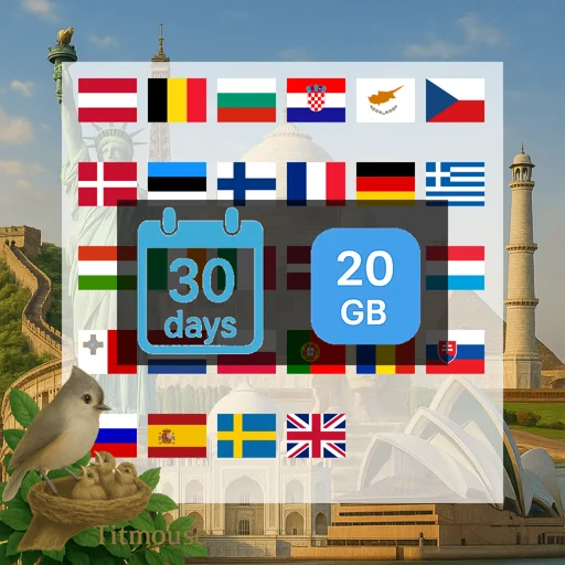 European Union and United Kingdom - 20 GB - 30 Days