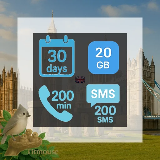 United Kingdom - 20 GB - 200 SMS - 200 Mins - 30 days