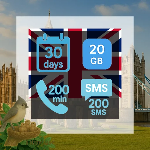 United Kingdom - 20 GB - 200 SMS - 200 Mins - 30 Days