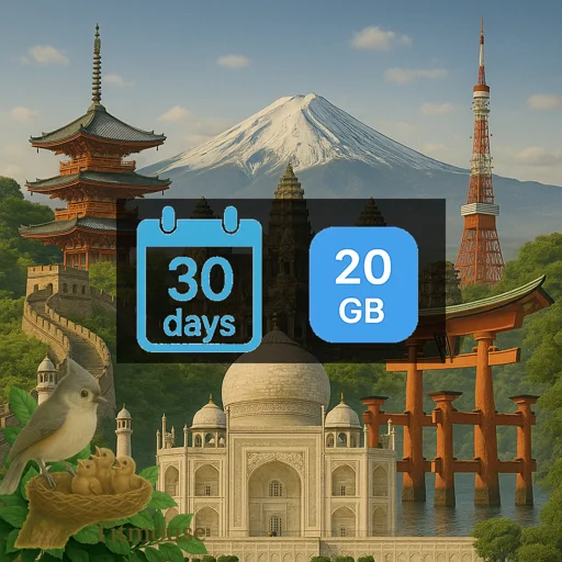 Asia - 20 GB - 30 days