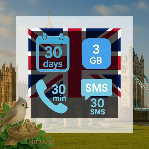 United Kingdom - 3 GB - 30 SMS - 30 Mins - 30 Days