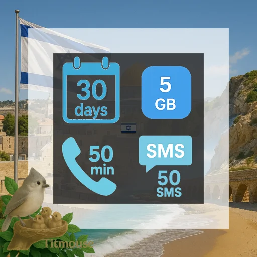 Israel - 5 GB - 50 SMS - 50 Mins - 30 days