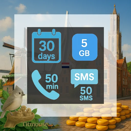 Netherlands - 5 GB - 50 SMS - 50 Mins - 30 Days