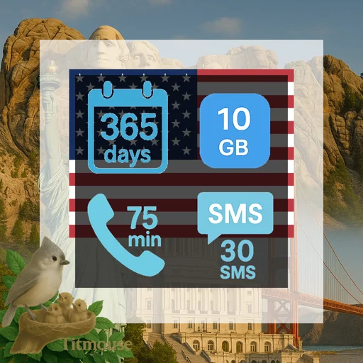United States - 10 GB - 30 SMS - 75 Mins - 365 Days