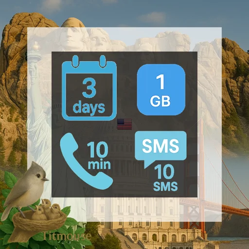 United States - 1 GB - 10 SMS - 10 Mins - 3 days