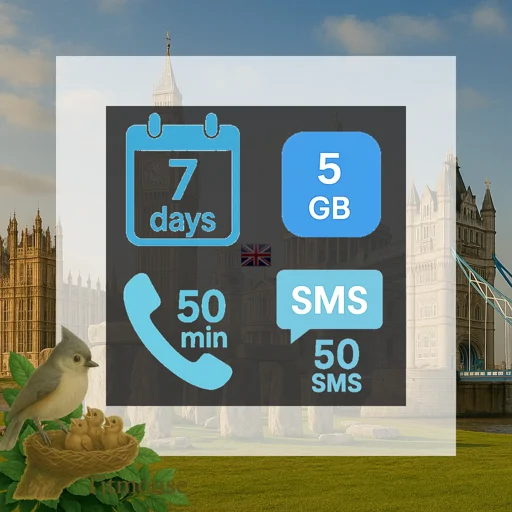 United Kingdom - 5 GB - 50 SMS - 50 Mins - 7 days