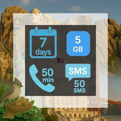 United States - 5 GB - 50 SMS - 50 Mins - 7 days